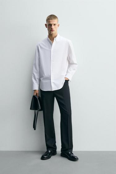 SLIM FIT SHIRT WITH BIB FRONT - White by Zara