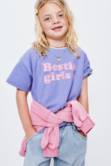 SLOGAN PRINT T-SHIRT - Blue / Lavender by Zara