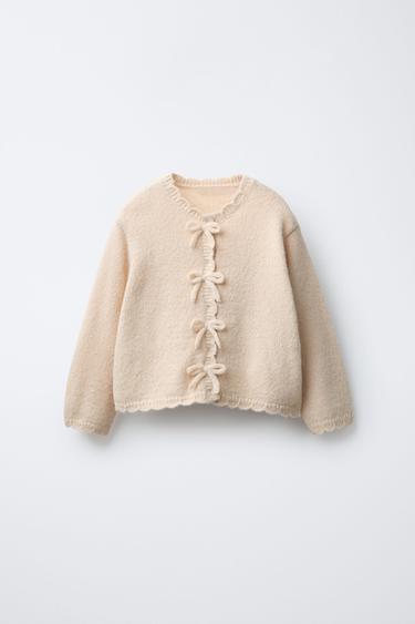 BOW DETAIL KNIT CARDIGAN - Ecru by Zara