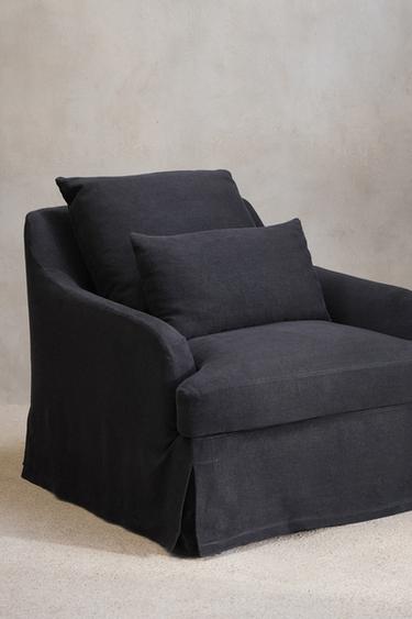 LINEN-ARMCHAIR 01 COVER - Green stripe by Zara - Image 0