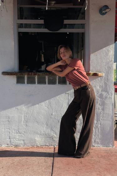 Z1975 WIDE-LEG HIGH-WAIST LONG LENGTH JEANS - Brown by Zara