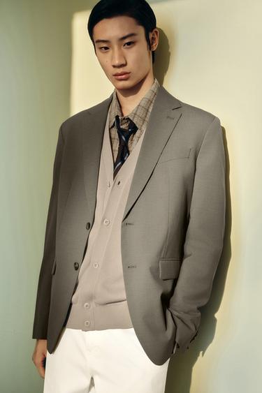 TEXTURED SUIT BLAZER - Brown / Taupe by Zara