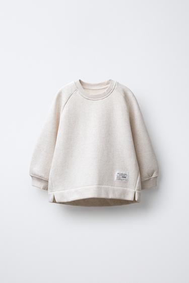 PLAIN SWEATSHIRT WITH LABEL - Sand / Marl by Zara