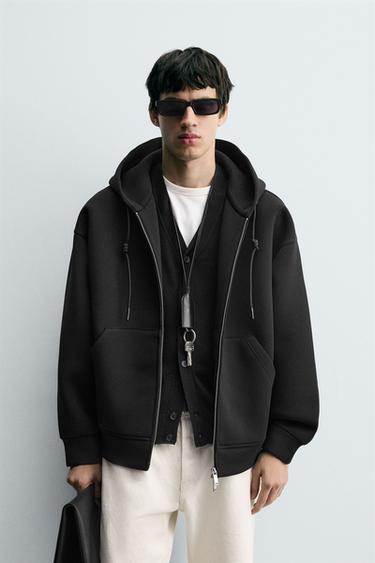 INTERLOCK OVERSIZE FIT HOODIE - Black by Zara
