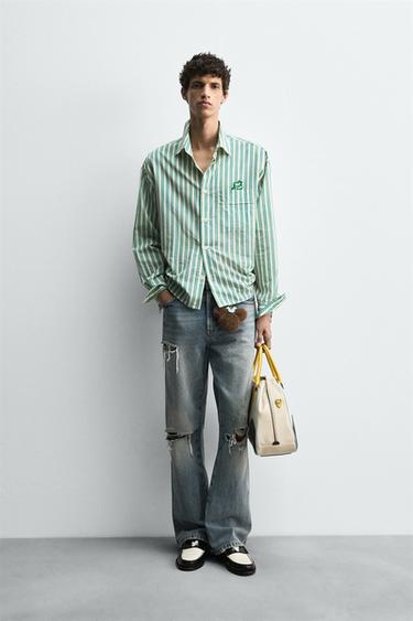 PLUTO PATCH STRIPED SHIRT HARRY LAMBERT FOR ZARA X DISNEY - White / Green by Zara - Image 0