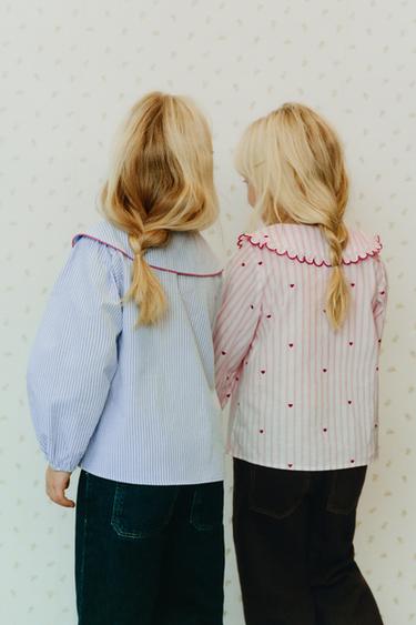 STRIPED AND HEART SHIRT - Pink by Zara