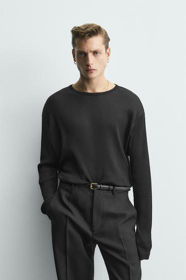 LIGHTWEIGHT LYOCELL - COTTON T-SHIRT - Black by Zara