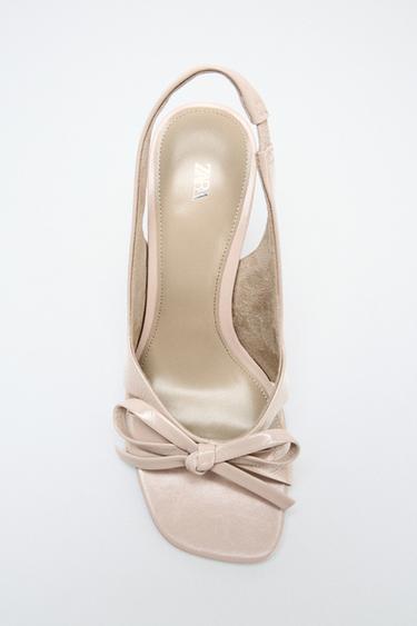 LEATHER HEELED MULES WITH BOW - Pink by Zara