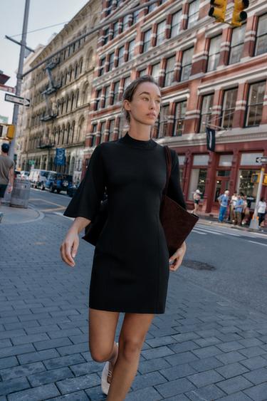 PLAIN KNIT MINI DRESS - Black by Zara