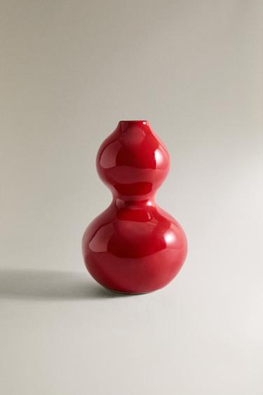 STONEWARE "HULU" VASE - Red by Zara