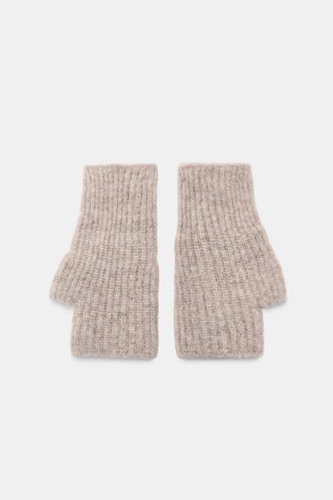 SHORT KNIT MITTENS - Sand by Zara