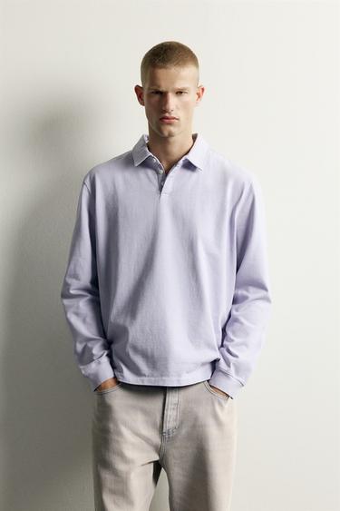 REGULAR FIT POLO SWEATSHIRT - Blue / Lavender by Zara
