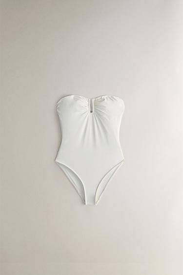BEACH SWIMSUIT WITH SWEETHEART NECKLINE - Ecru by Zara - Image 0