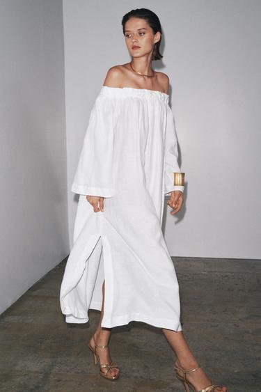 100% LINEN DRESS ZW COLLECTION - White by Zara