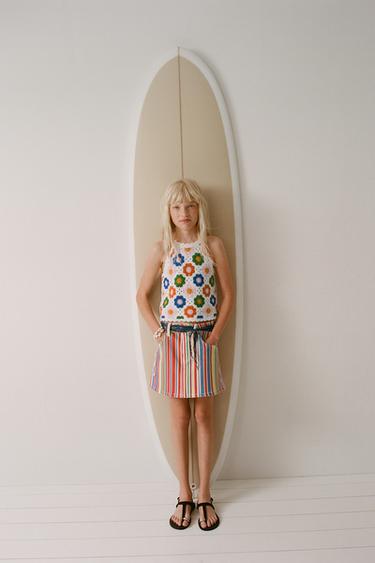 CROCHET KNIT FLORAL TOP - Multicoloured by Zara