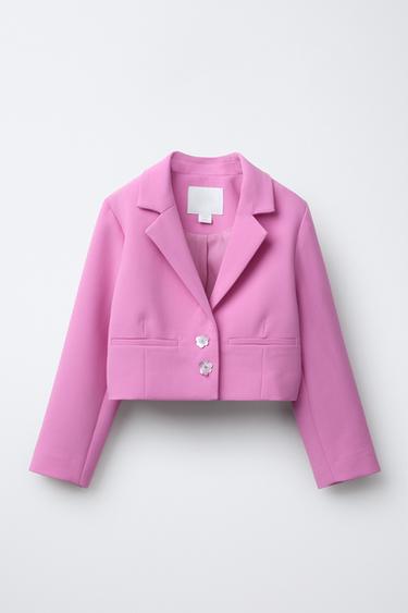 CROPPED BLAZER WITH JEWEL BUTTONS - Pink by Zara
