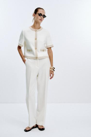 CONTRAST SHORT SLEEVE BLAZER - Oyster-white by Zara