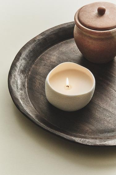 DECORATIVE TEXTURED CANDLE - White by Zara