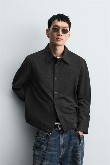 GEOMETRIC JACQUARD SHIRT - Black by Zara