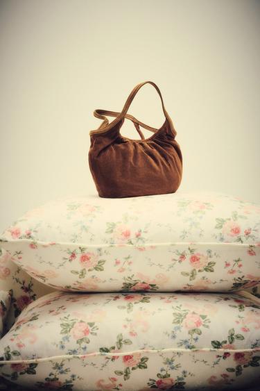 LEATHER MINI TOTE BAG - Brown by Zara