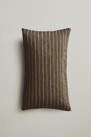 STRIPED CUSHION COVER - Anthracite grey by Zara