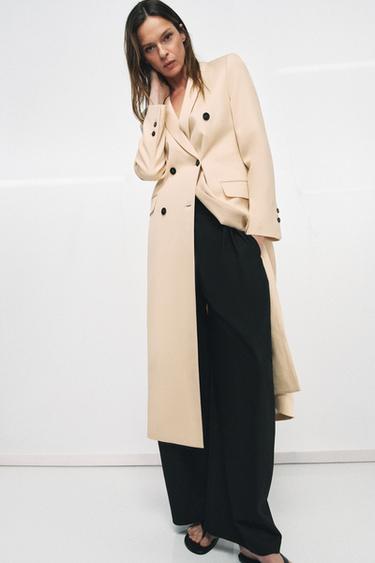 ZW COLLECTION FLOWING DOUBLE-BREASTED COAT - Beige by Zara