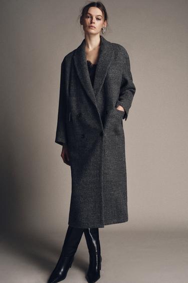 100% WOOL CHECK COAT ZW COLLECTION LIMITED EDITION - Mid-grey by Zara