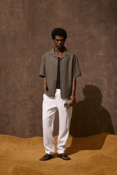 100% LINEN TROUSERS - White by Zara