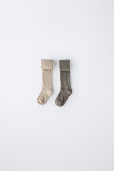 2-PACK OF PLAIN TIGHTS - Light beige by Zara