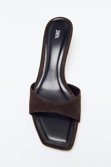 SUEDE HEEL MULE SANDALS - Chocolate Brown by Zara