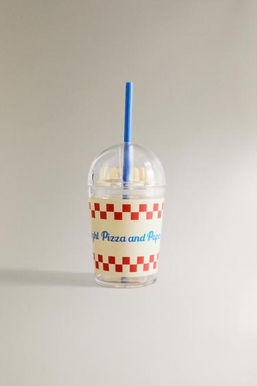 CHILDREN'S PIZZA TUMBLER WITH STRAW - Multicoloured by Zara - Image 0