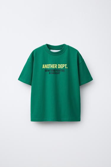 SLOGAN PRINT T-SHIRT - Green by Zara