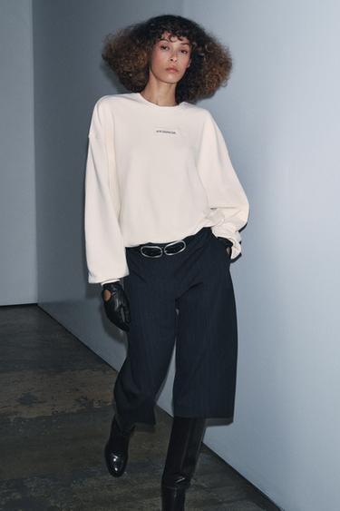 BALLOON EMBROIDERED SLOGAN SWEATSHIRT - Oyster-white by Zara