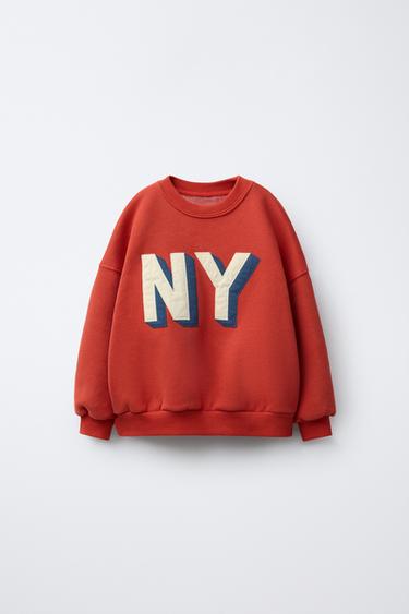 EMBROIDERED SLOGAN SWEATSHIRT - Red by Zara