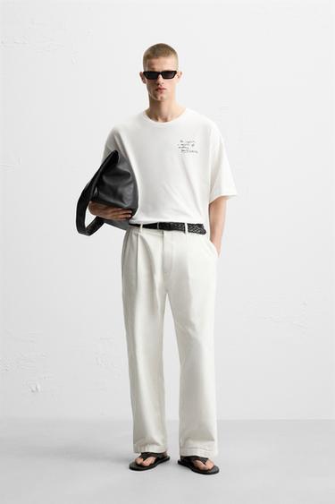 EMBROIDERED PRINT SLOGAN T-SHIRT - White by Zara - Image 0