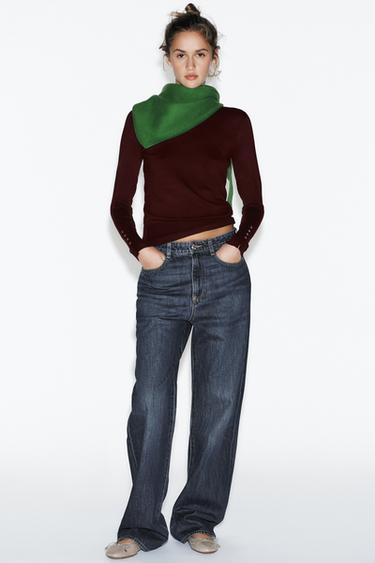 BASIC PLAIN KNIT JUMPER - Burgundy by Zara