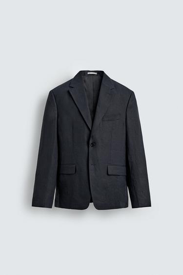 100% LINEN SUIT BLAZER - Navy blue by Zara