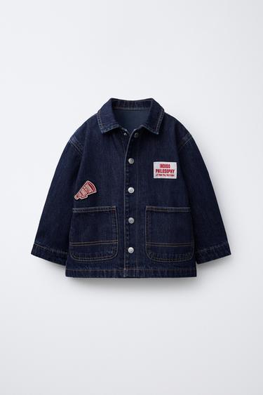 DENIM JACKET WITH PATCHES - Blue by Zara