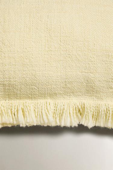 FRINGED CUSHION COVER - Yellow by Zara