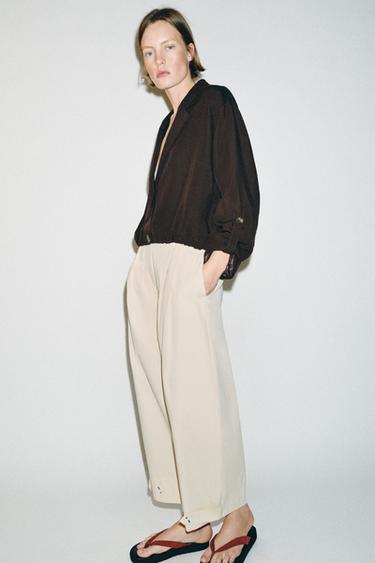 SHORT JACKET WITH ELASTICATED HEM - Brown by Zara