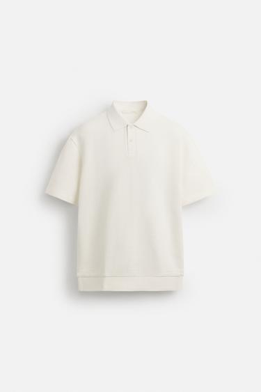 JACQUARD TEXTURED POLO SHIRT - Oyster-white by Zara