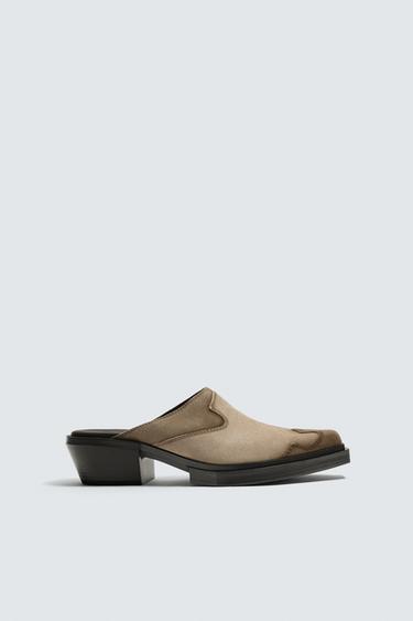 LEATHER CLOGS - Grey by Zara