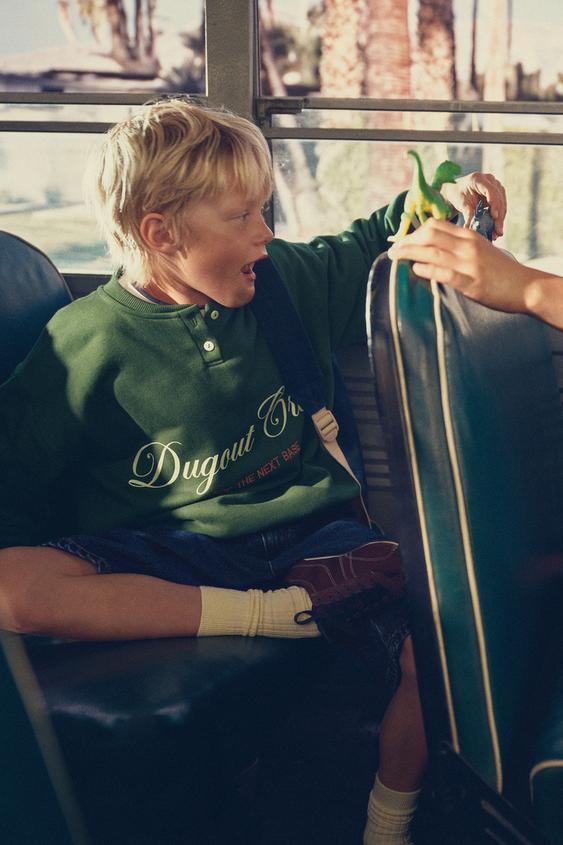 PRINTED SWEATSHIRT WITH PATCH - GREEN by Zara - Image 0