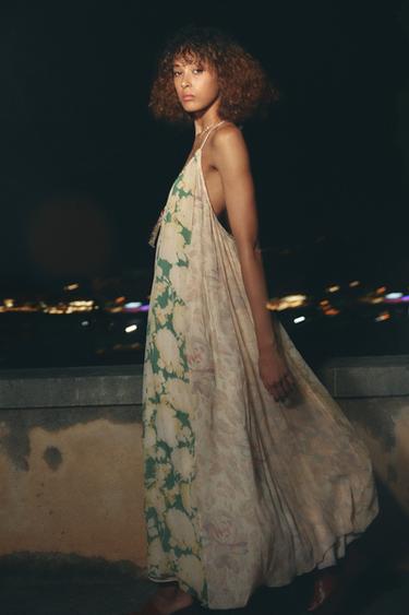 FLORAL PATCHWORK DRESS ZW COLLECTION - Beige by Zara
