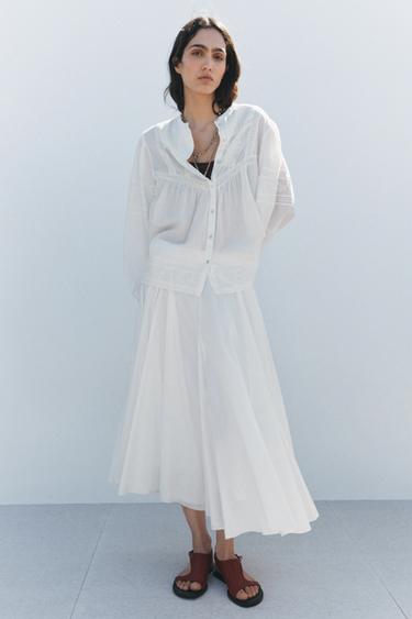 ZW COLLECTION ROMANTIC EMBROIDERED BLOUSE - Ecru by Zara - Image 0