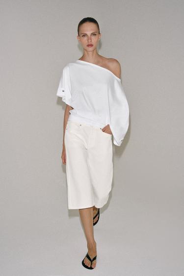 ASYMMETRIC BUTTON T-SHIRT - White by Zara