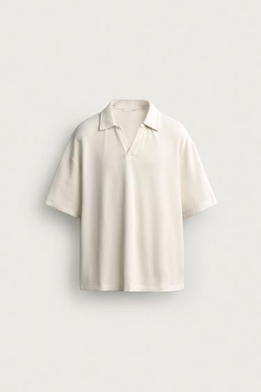 RELAXED FIT OTTOMAN POLO SHIRT - Oyster-white by Zara