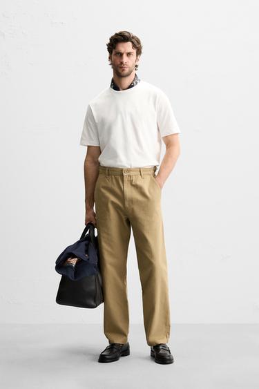 REGULAR FIT CHINO TROUSERS - camel by Zara - Image 0