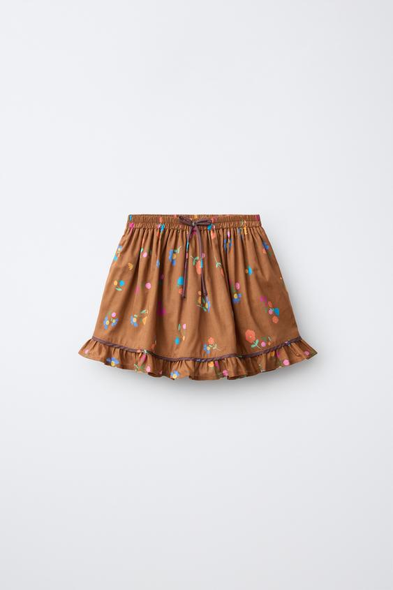 FLORAL PRINT SKIRT - Caramel by Zara - Image 0