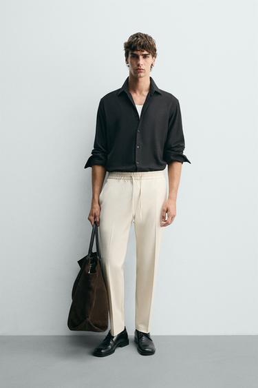 COMFORT JOGGER WAIST TROUSERS - Mid-ecru by Zara